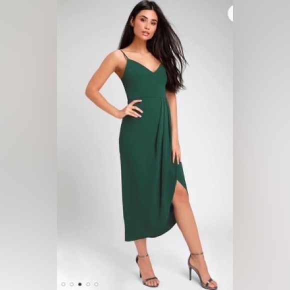 Lulus Dark Green Midi dress - Picture 1 of 5